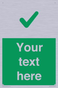 Custom green background, green tick sign